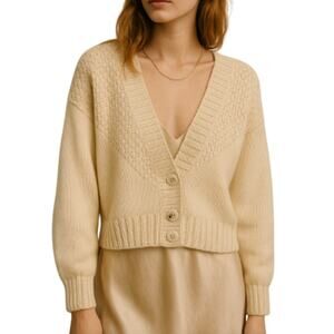 Chunky Cream M Cardigan | Cottagecore Soft Girl Grandpa Feminine Coquette Y2K